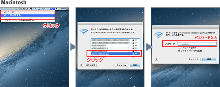 macintoshでの接続方法の図